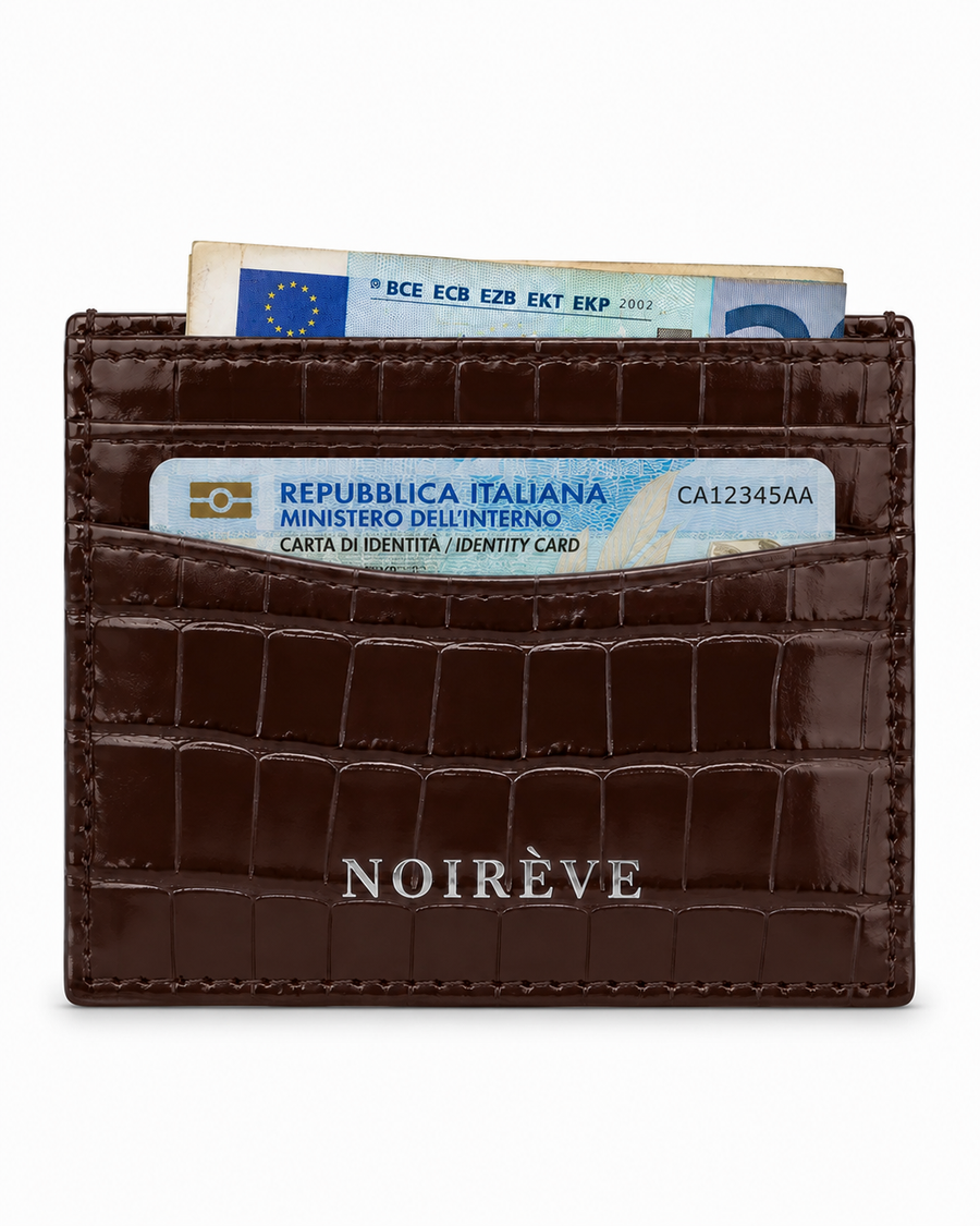 Crocodile Leather Cardholder - Espresso