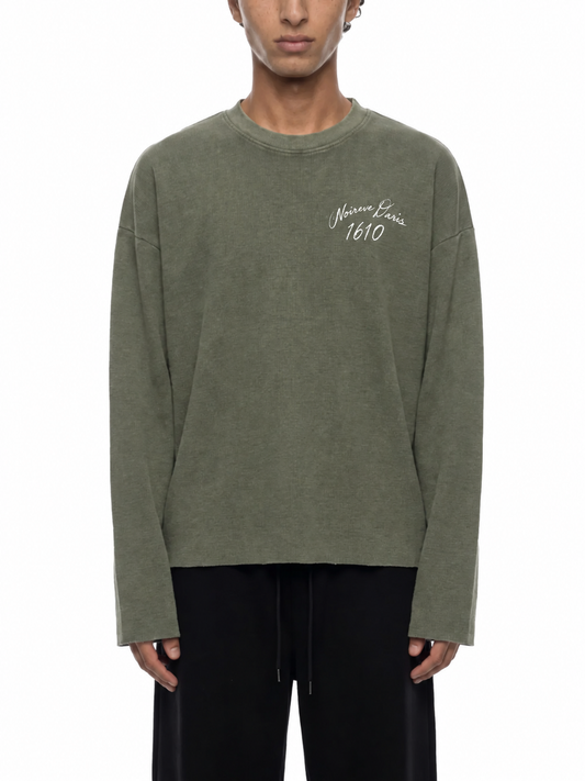 1610 Washed Green Waffle Longsleeve