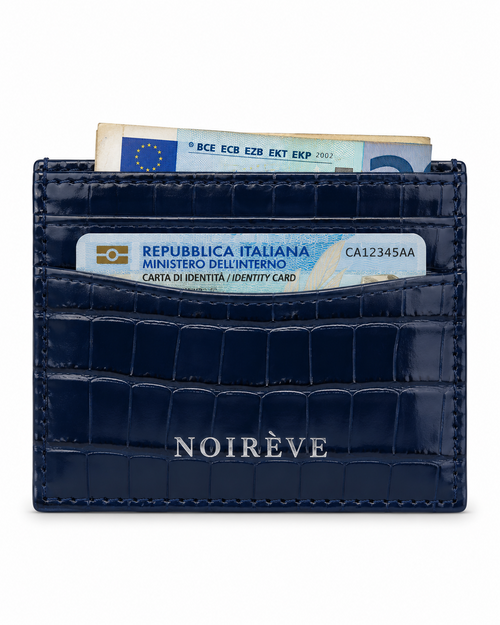 Navy Blue - Crocodile Leather Cardholder