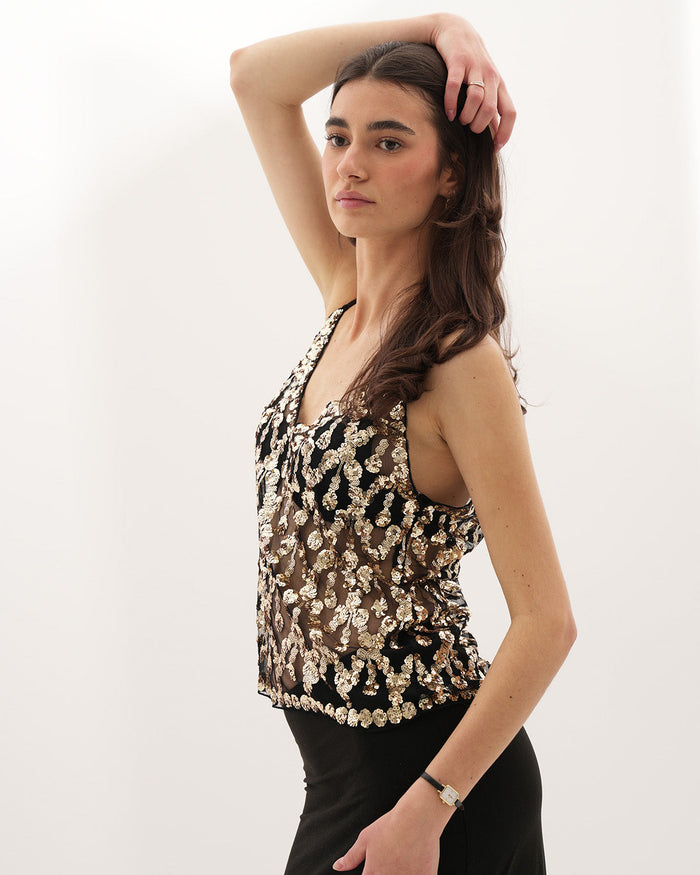 Cassie Embellished Top - Gold