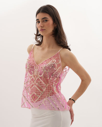Lara Embellished Top - Pink