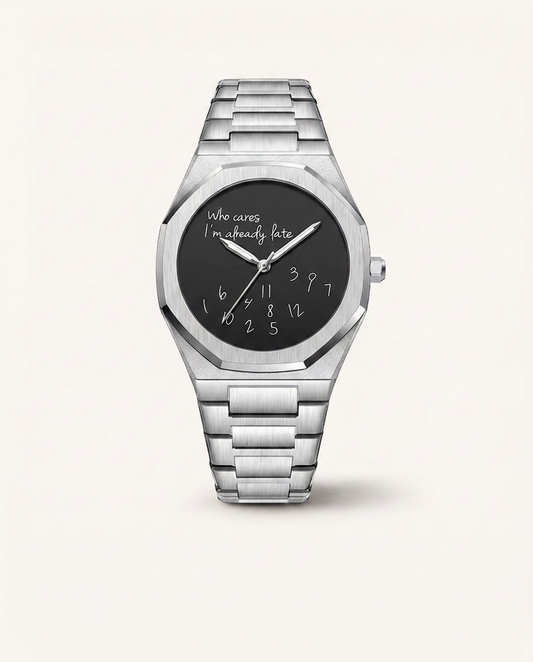 Who Cares I’m Late – Black & Silver