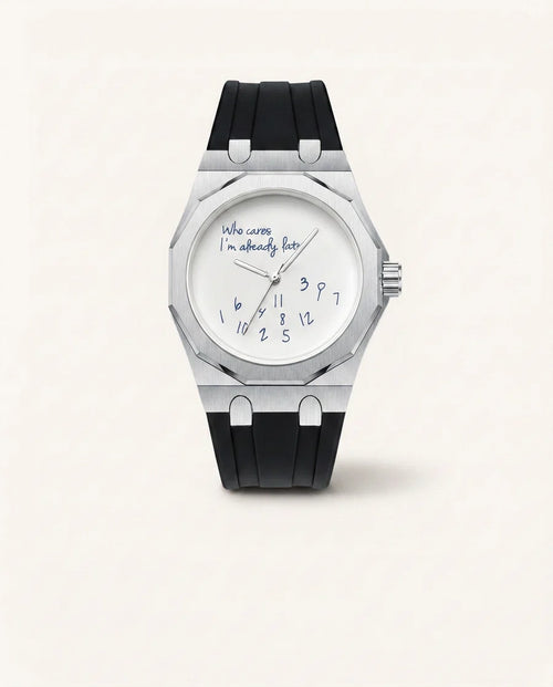 Who Cares I’m Late – White Dial & Rubber Band