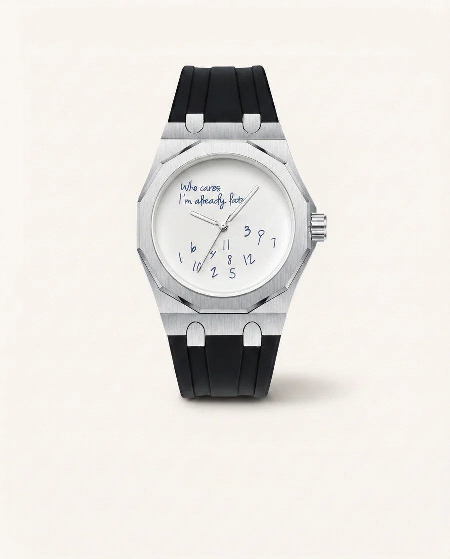Who Cares I’m Late – White Dial & Rubber Band