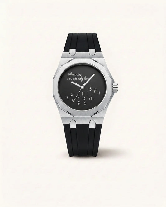 Who Cares I’m Late – Black Dial & Rubber Band