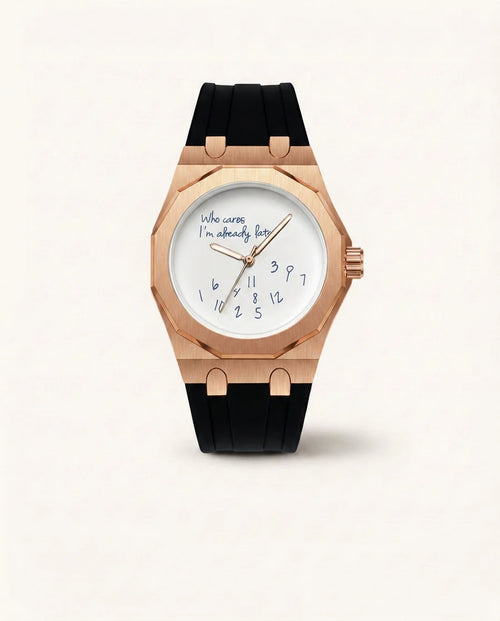 Gold - Who Cares I’m Late – White Dial & Rubber Band
