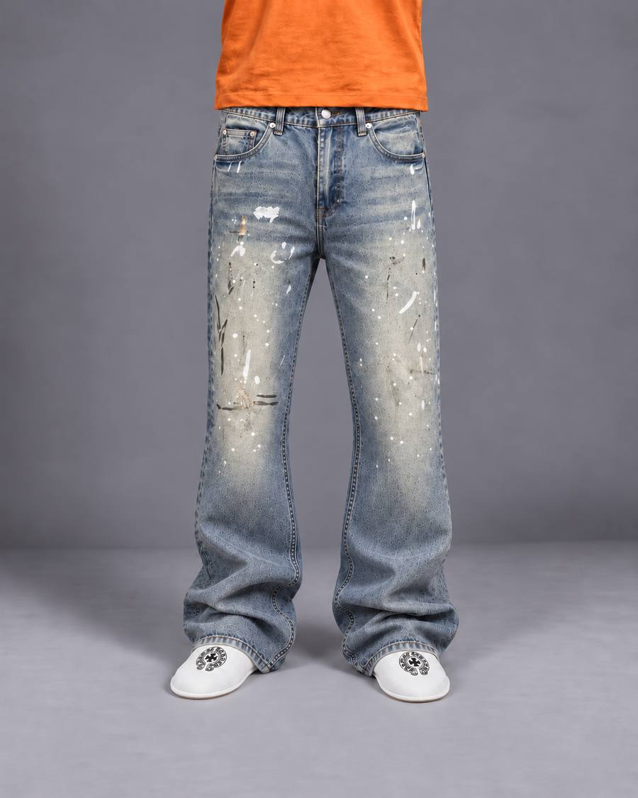 Paint Splatters Blue Denim Jeans