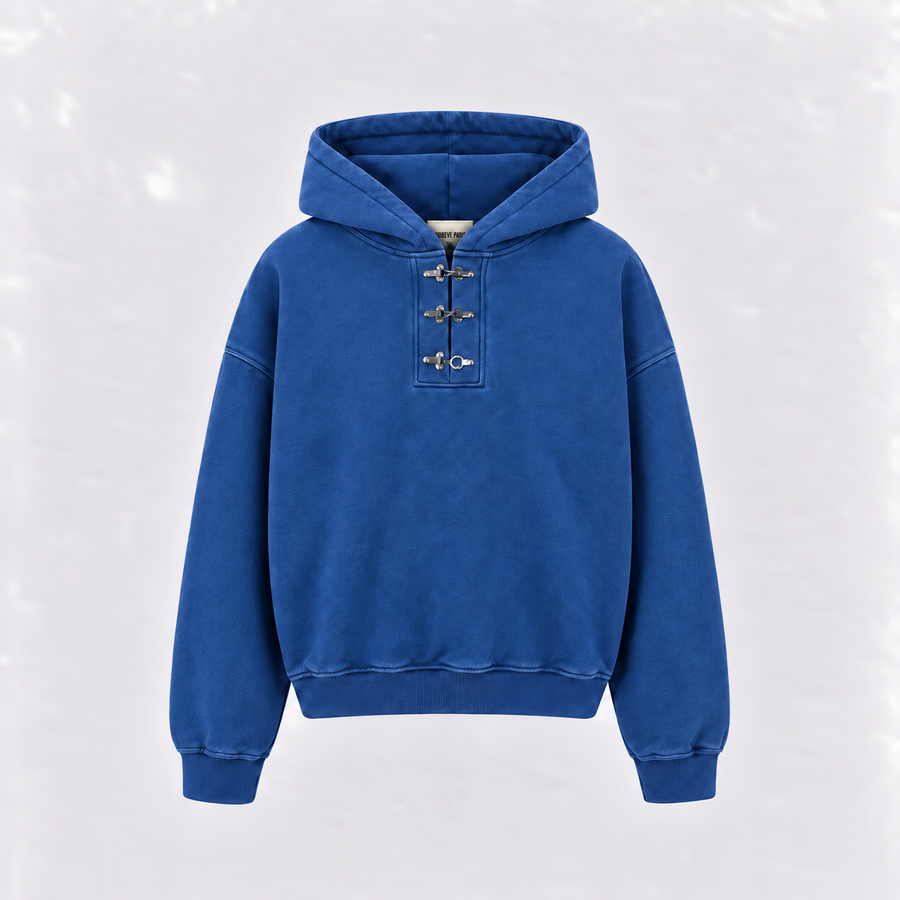 Sun Washed Clasp Hoodie Blue front