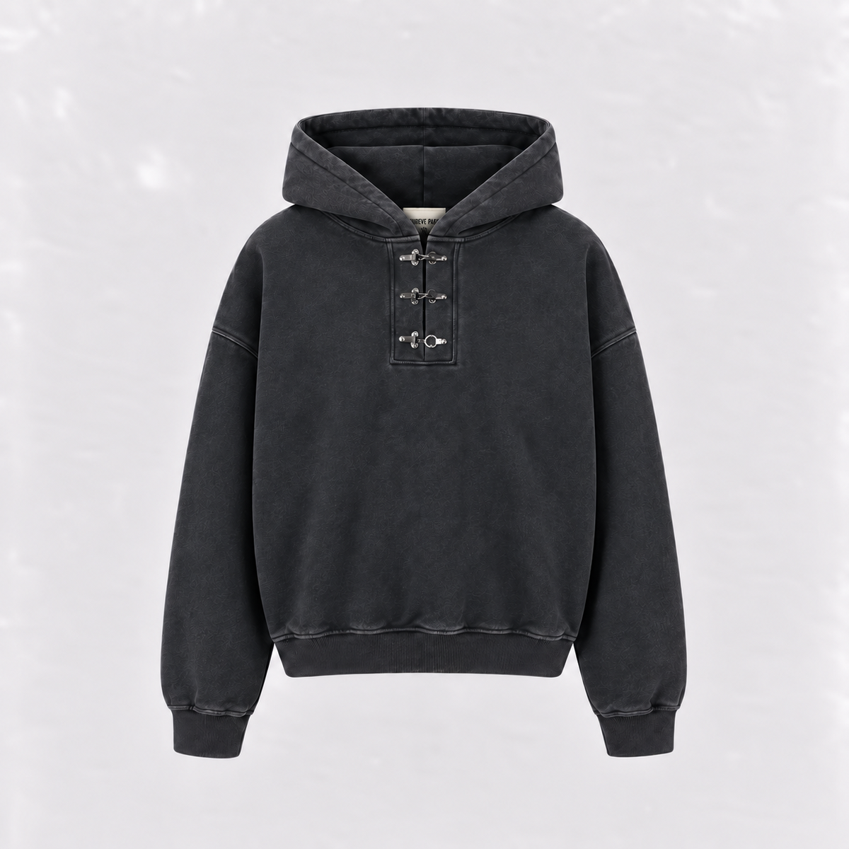 Sun Washed Clasp Hoodie Washed Charcoal front