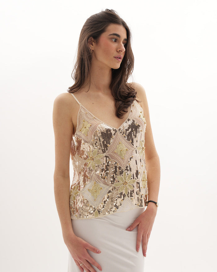 Venice Embellished Top - Gold
